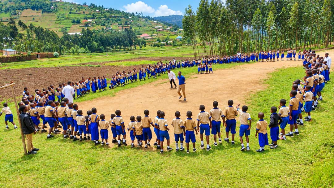 Students interacting outside classrooms at Goshen Christian School