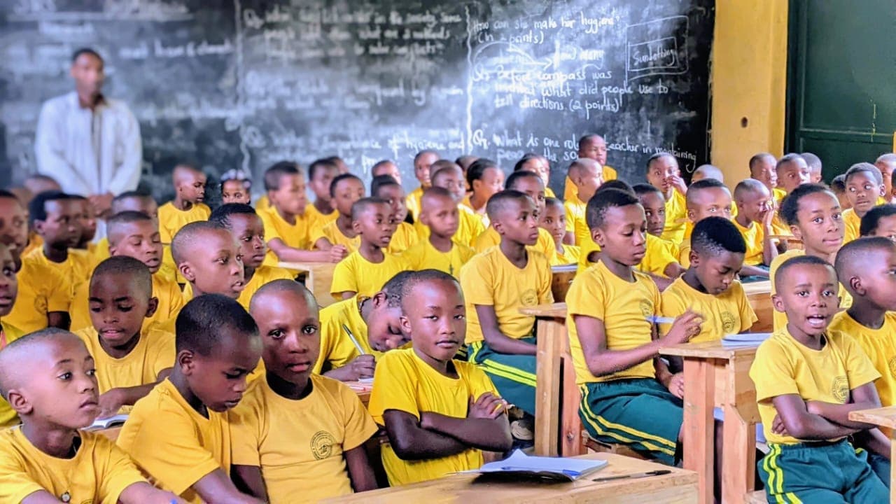 Learners actively reading textbooks at Goshen Christian School